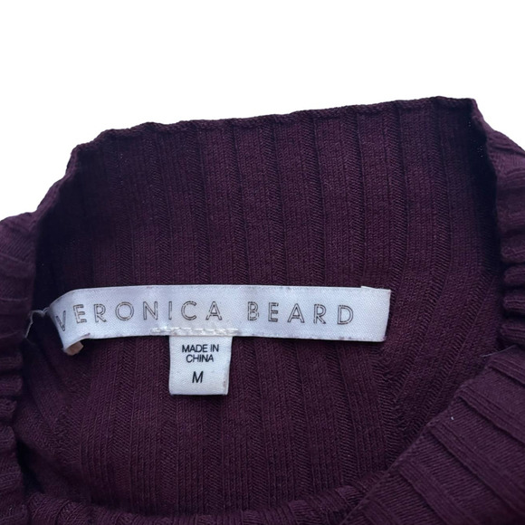 VERONICA BEARD MOON MIXED MEDIA RIBBED MOCK NECK SWEATER BLOUSE WOMEN SIZE M - Picture 13 of 14